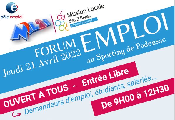 Forum de l'emploi - 21 avril 2022 à Podensac
